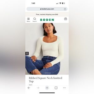 Boden square neck knit top ribbed